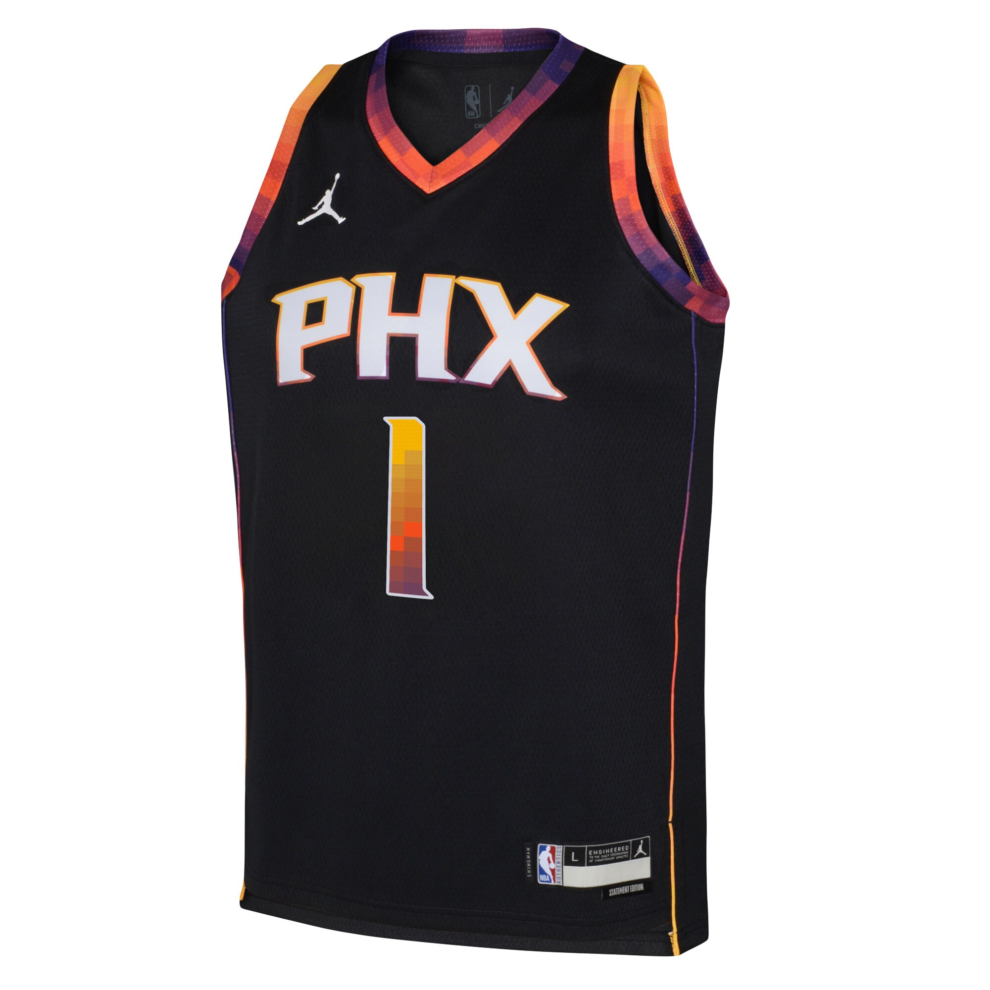 Alternative view of Devin Booker Phoenix Suns Jordan Brand Youth Swingman Jersey - Statement Edition - Black