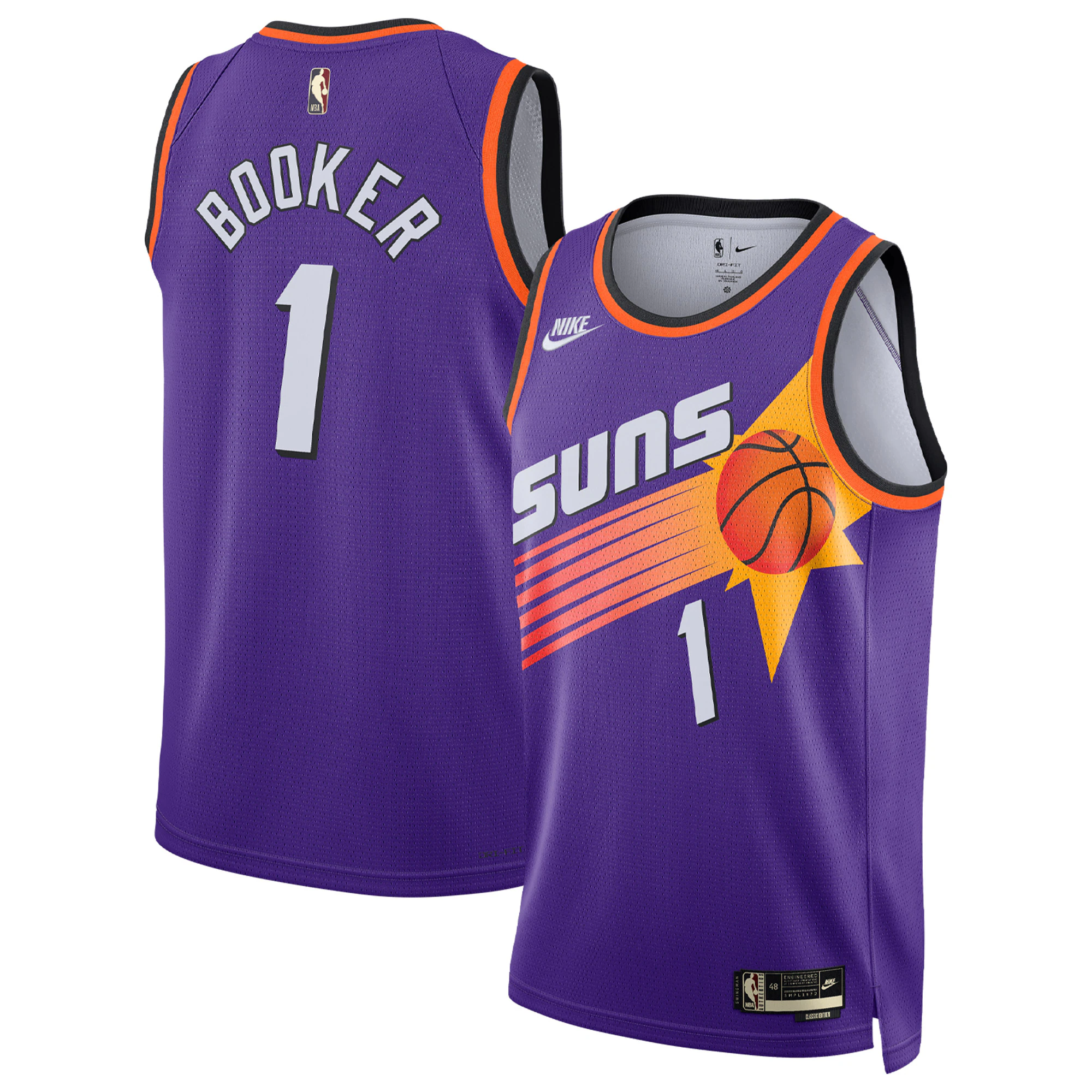 Alternative view of Devin Booker Phoenix Suns Swingman Jersey - Classic Edition - Purple