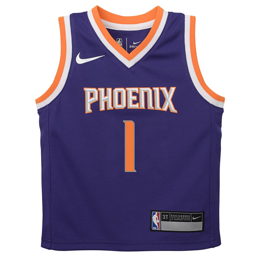 Alternative view of Devin Booker Phoenix Suns Toddler Replica Jersey Purple - Icon Edition