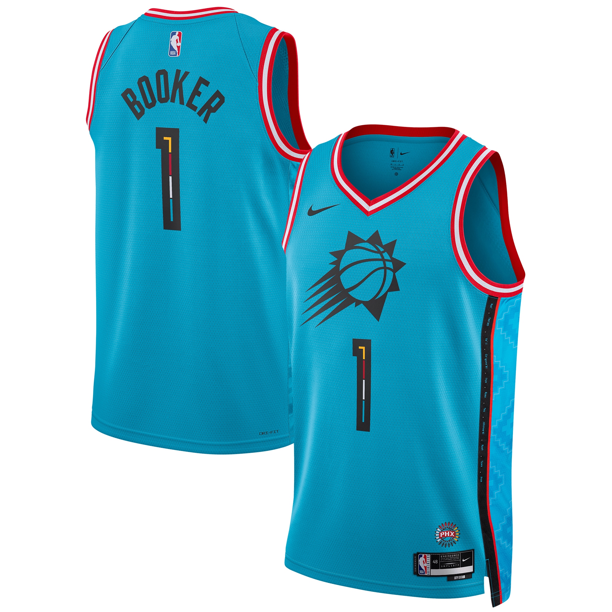 Alternative view of Devin Booker Phoenix Suns Unisex 2022/23 Swingman Jersey - City Edition - Turquoise