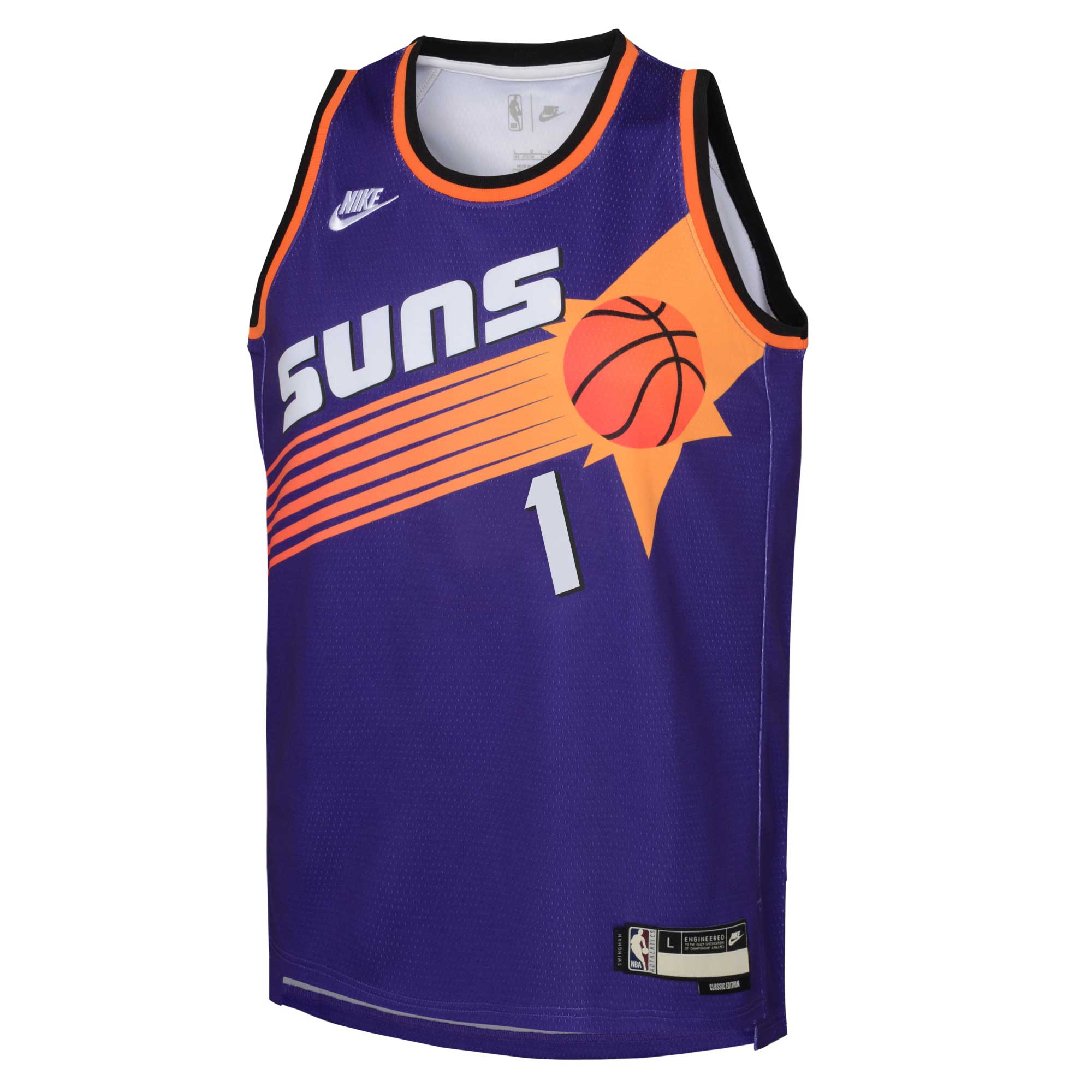 Alternative view of Devin Booker Phoenix Suns Youth 2022/23 Swingman Jersey Purple – Classic Edition
