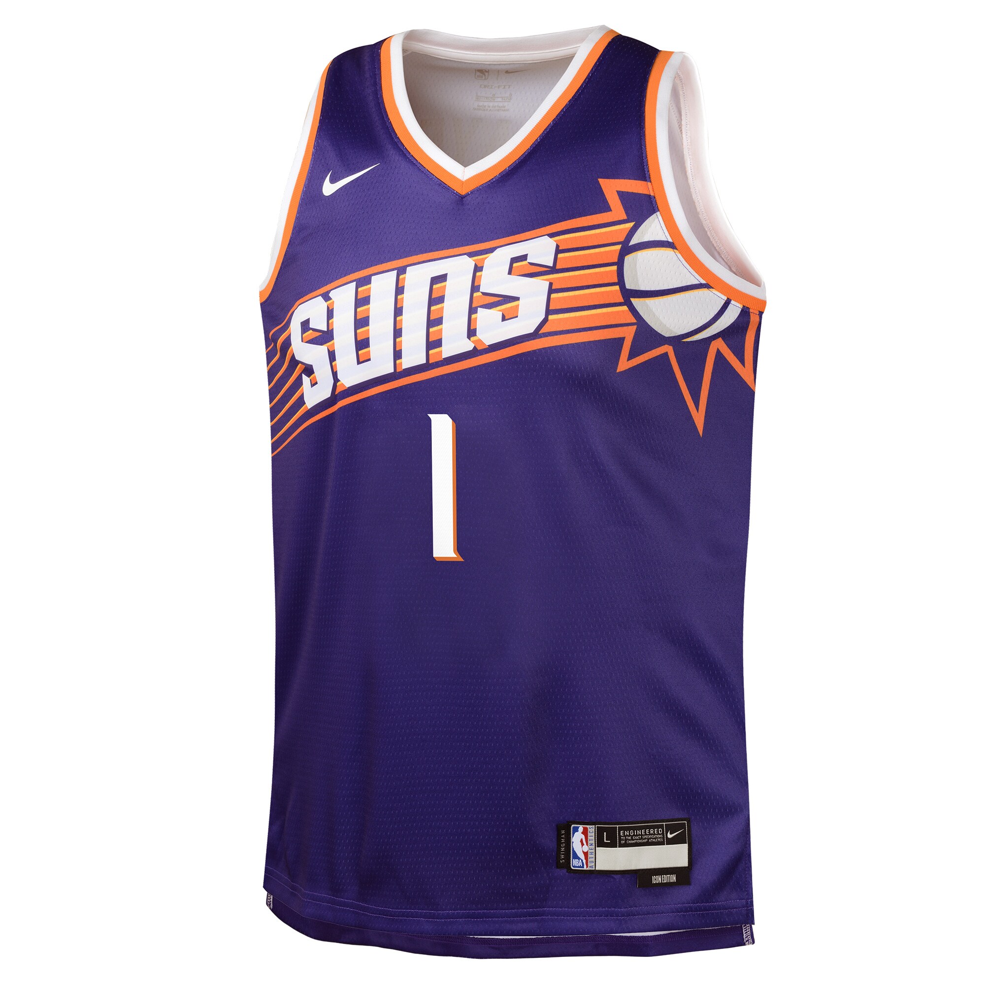 Alternative view of Devin Booker Phoenix Suns Youth Swingman Jersey - Icon Edition - Purple