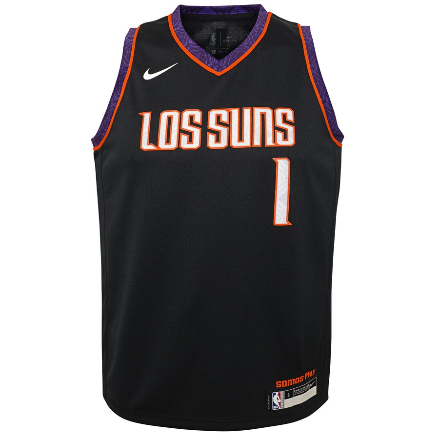 Alternative view of Devin Booker Phoenix Suns Youth Swingman Jersey Black - City Edition