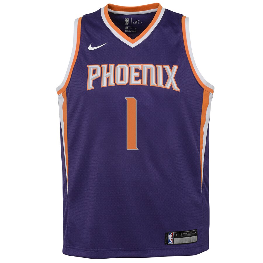 Alternative view of Devin Booker Phoenix Suns Youth Swingman Jersey Purple - Icon Edition