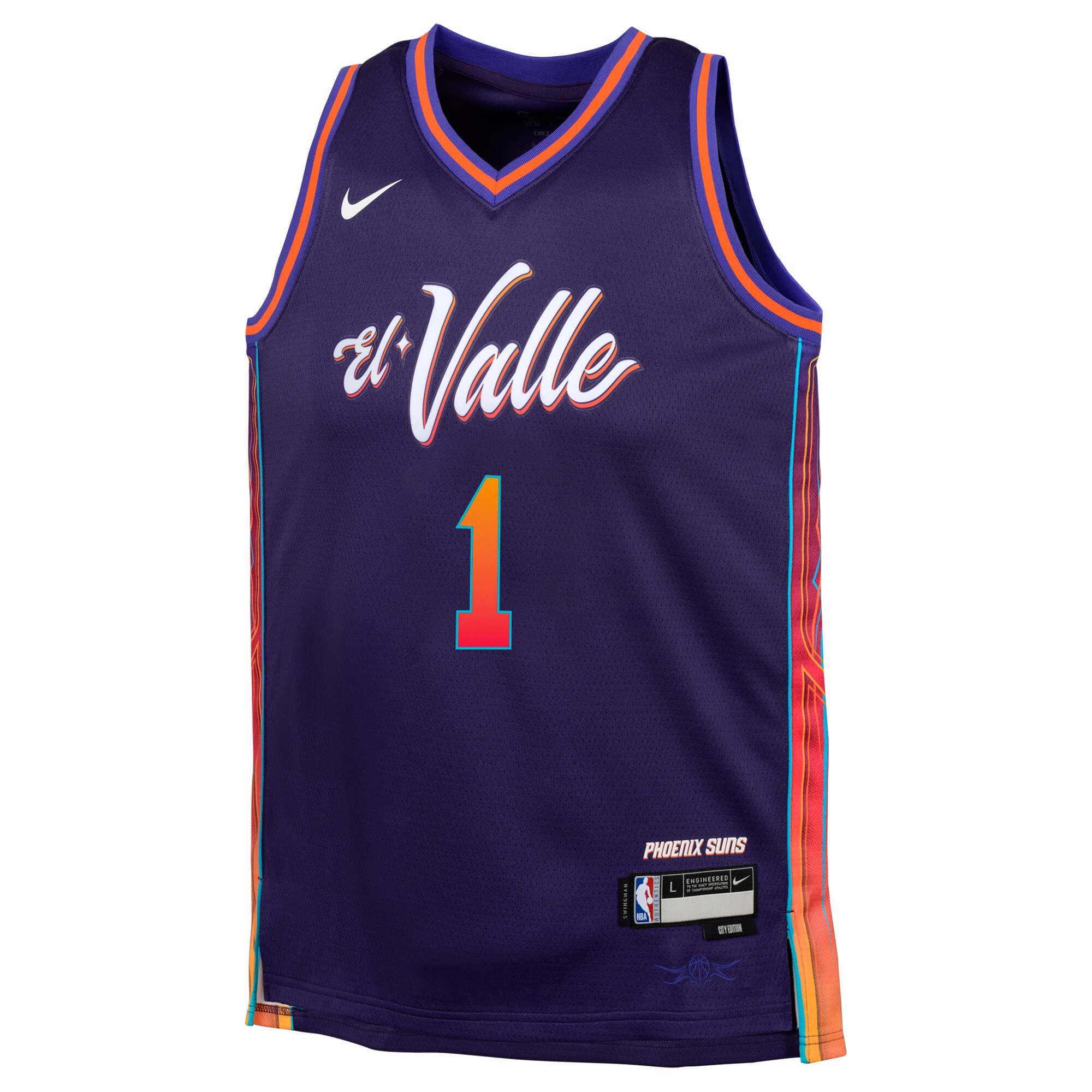 Alternative view of Devin Booker Phoenix Suns Youth Swingman Replica Jersey - City Edition - Purple