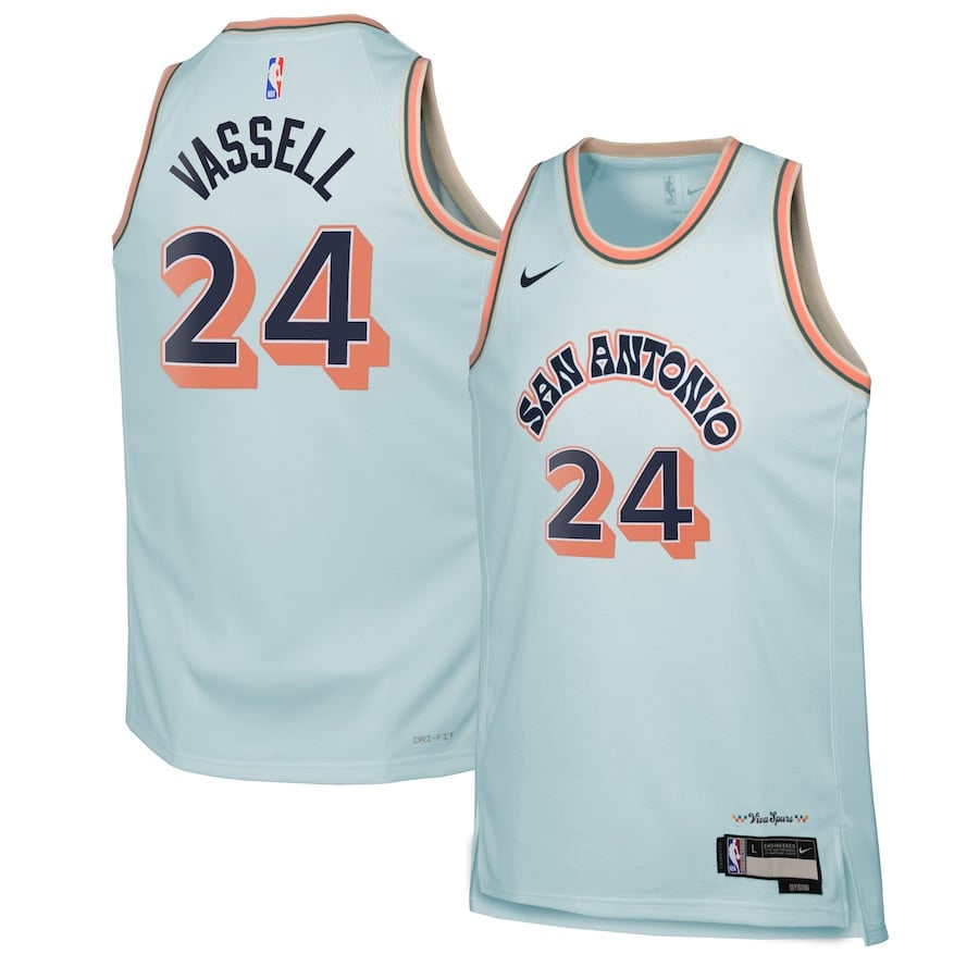 Devin Vassell 24 San Antonio Spurs 2024/25 Swingman Player YOUTH Jersey - City Edition - Light Blue - JS374 
