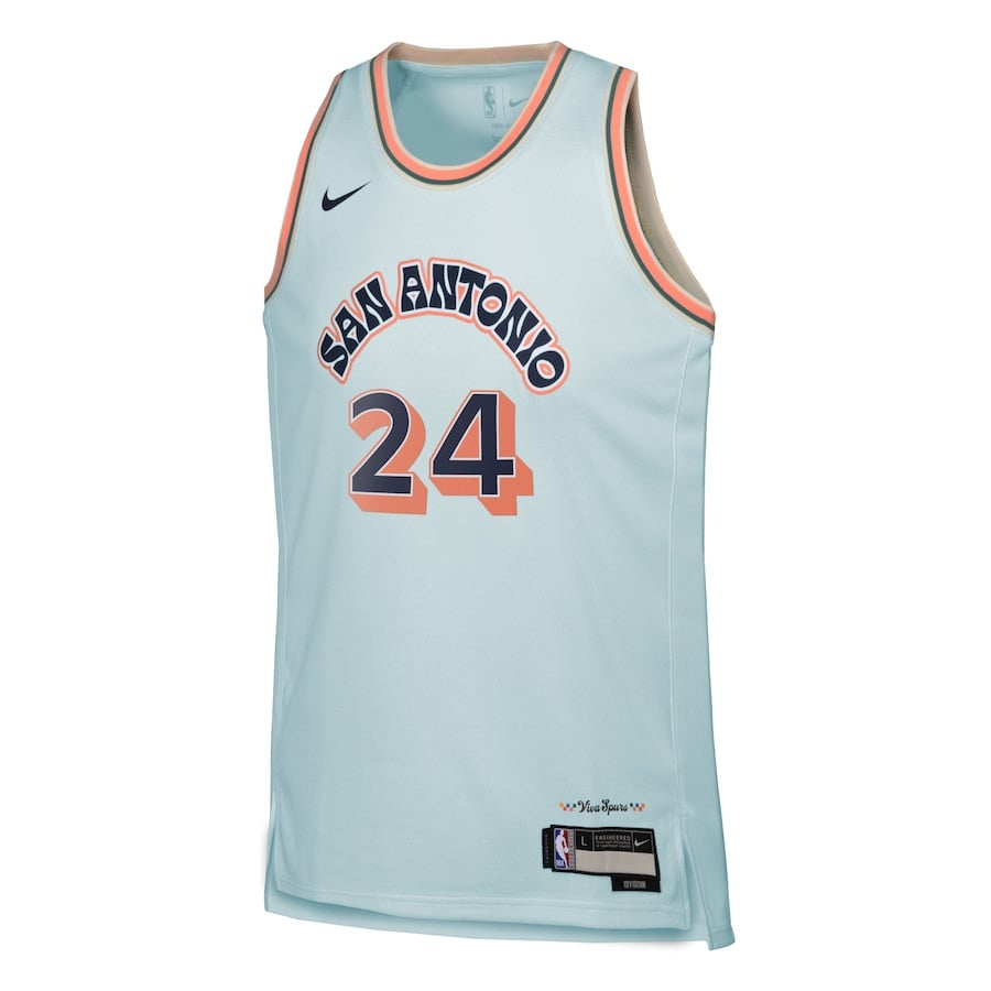 Alternative view of Devin Vassell 24 San Antonio Spurs 2024/25 Swingman Player YOUTH Jersey - City Edition - Light Blue - JS374 