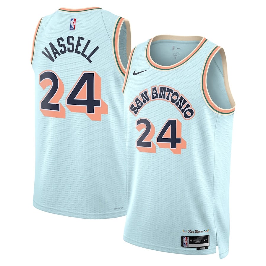 Devin Vassell 24 San Antonio Spurs Unisex 2024/25 Swingman Player Jersey - City Edition - Light Blue - JS541 