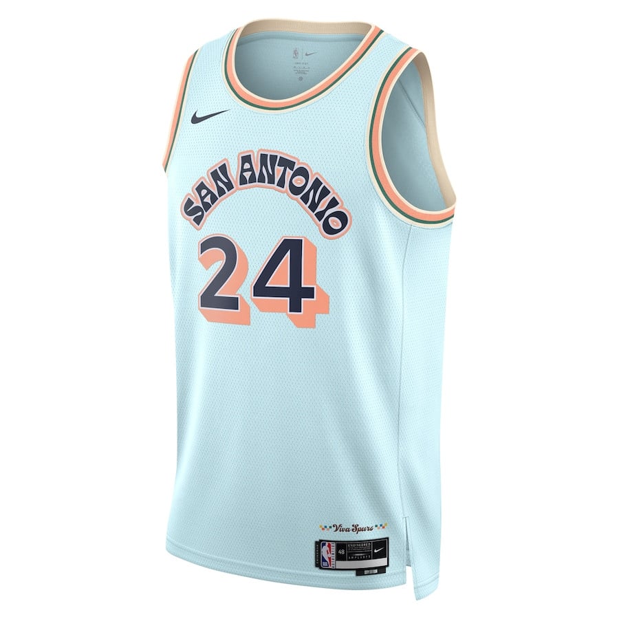 Alternative view of Devin Vassell 24 San Antonio Spurs Unisex 2024/25 Swingman Player Jersey - City Edition - Light Blue - JS541 