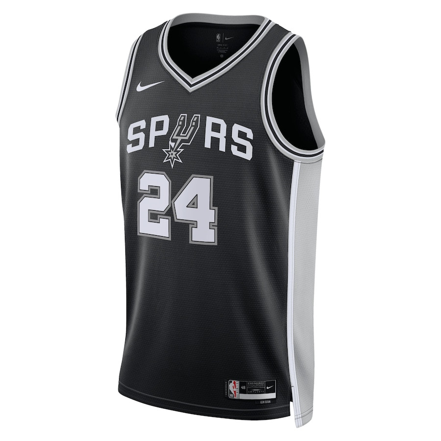 Alternative view of Devin Vassell 24 San Antonio Spurs Unisex Swingman Jersey - Icon Edition - Black - JS884 
