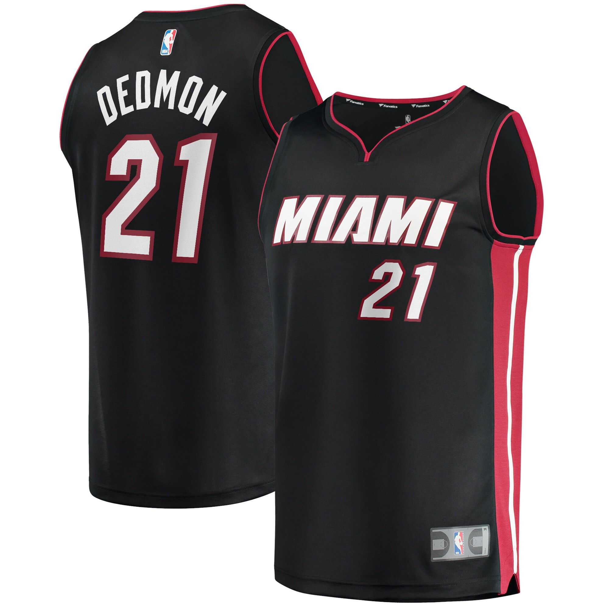 Alternative view of Dewayne Dedmon Miami Heat Fanatics Branded 2021/22 Fast Break Replica Jersey - Icon Edition - Black