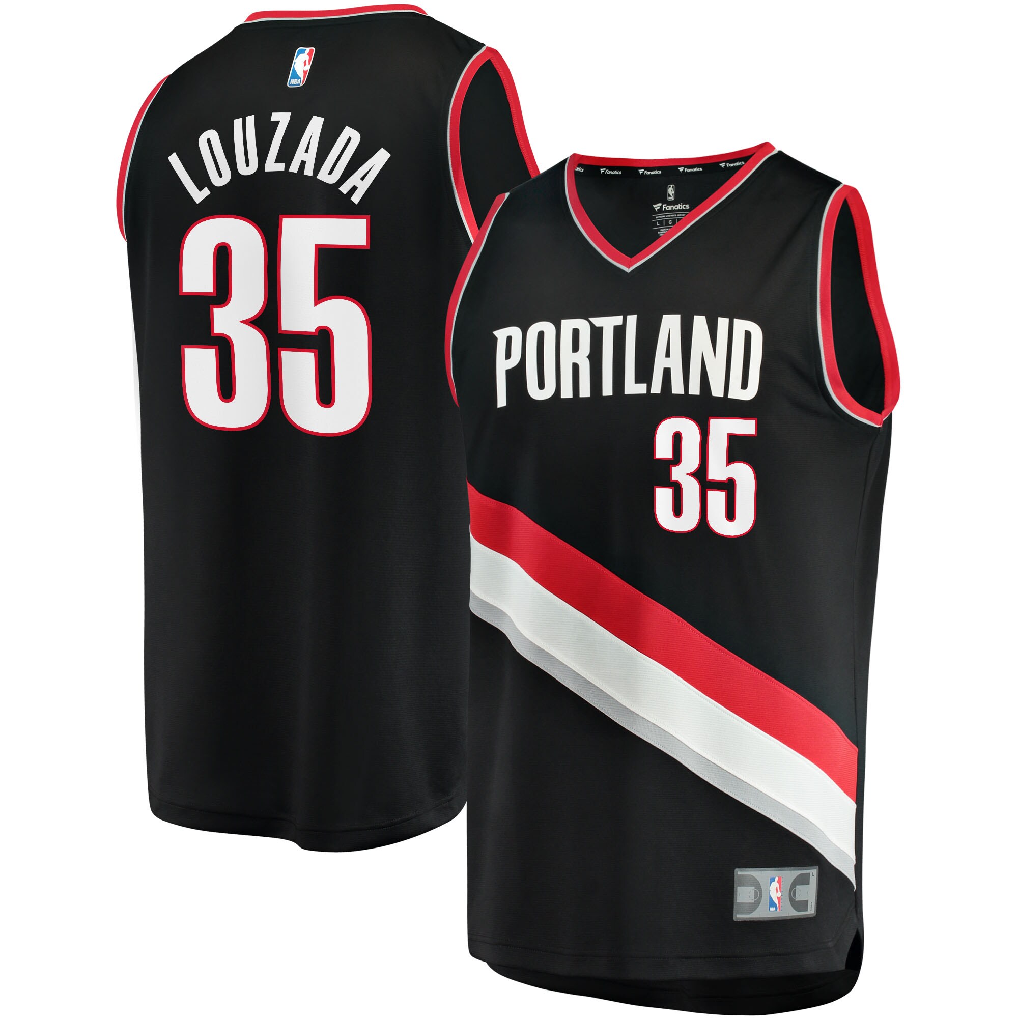 Alternative view of Didi Louzada Portland Trail Blazers Fanatics Branded Youth 2021/22 Fast Break Replica Jersey - Icon Edition - Black