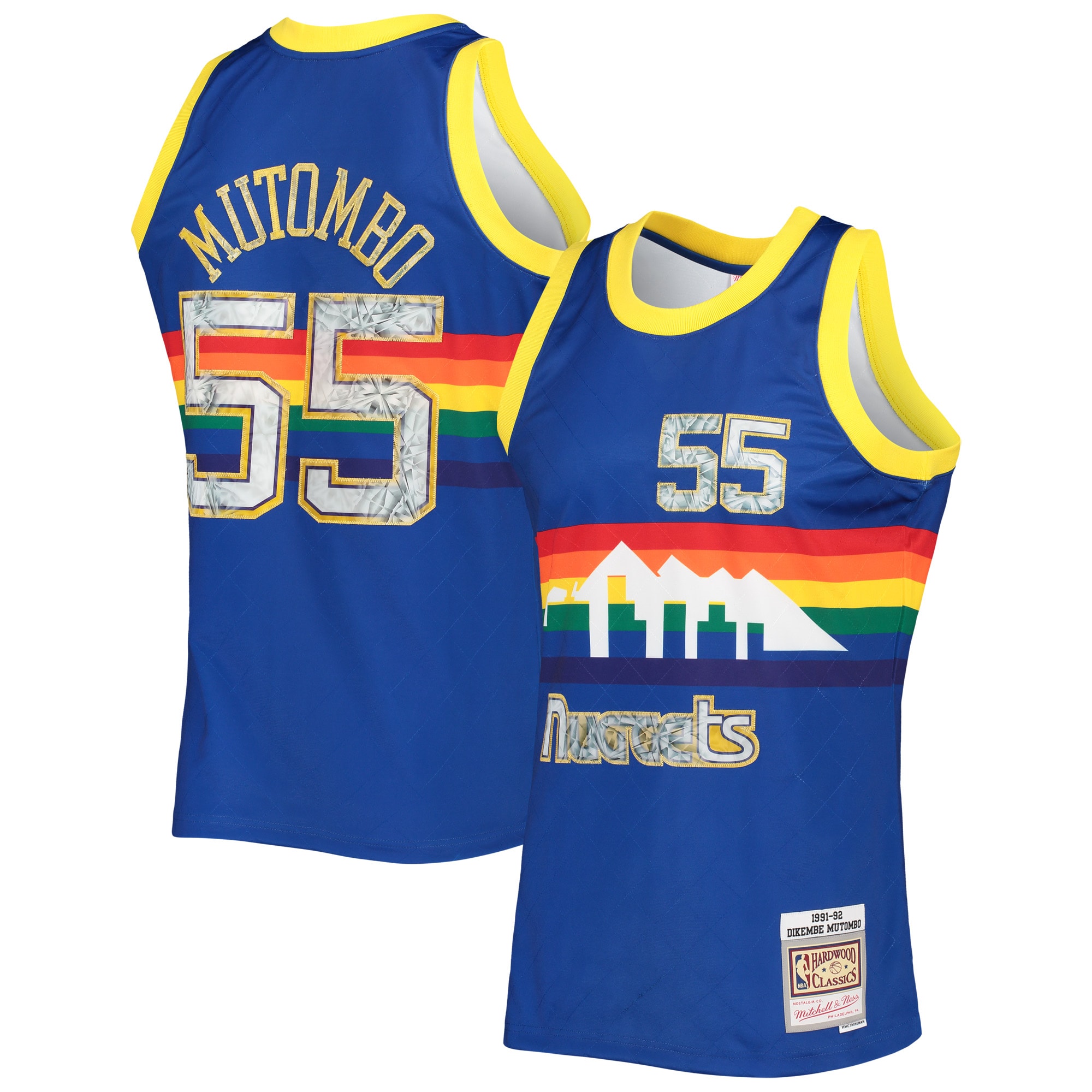 Alternative view of Dikembe Mutombo Denver Nuggets Mitchell & Ness 1996-97 Hardwood Classics Nba 75th Anniversary Diamond Swingman Jersey - Royal