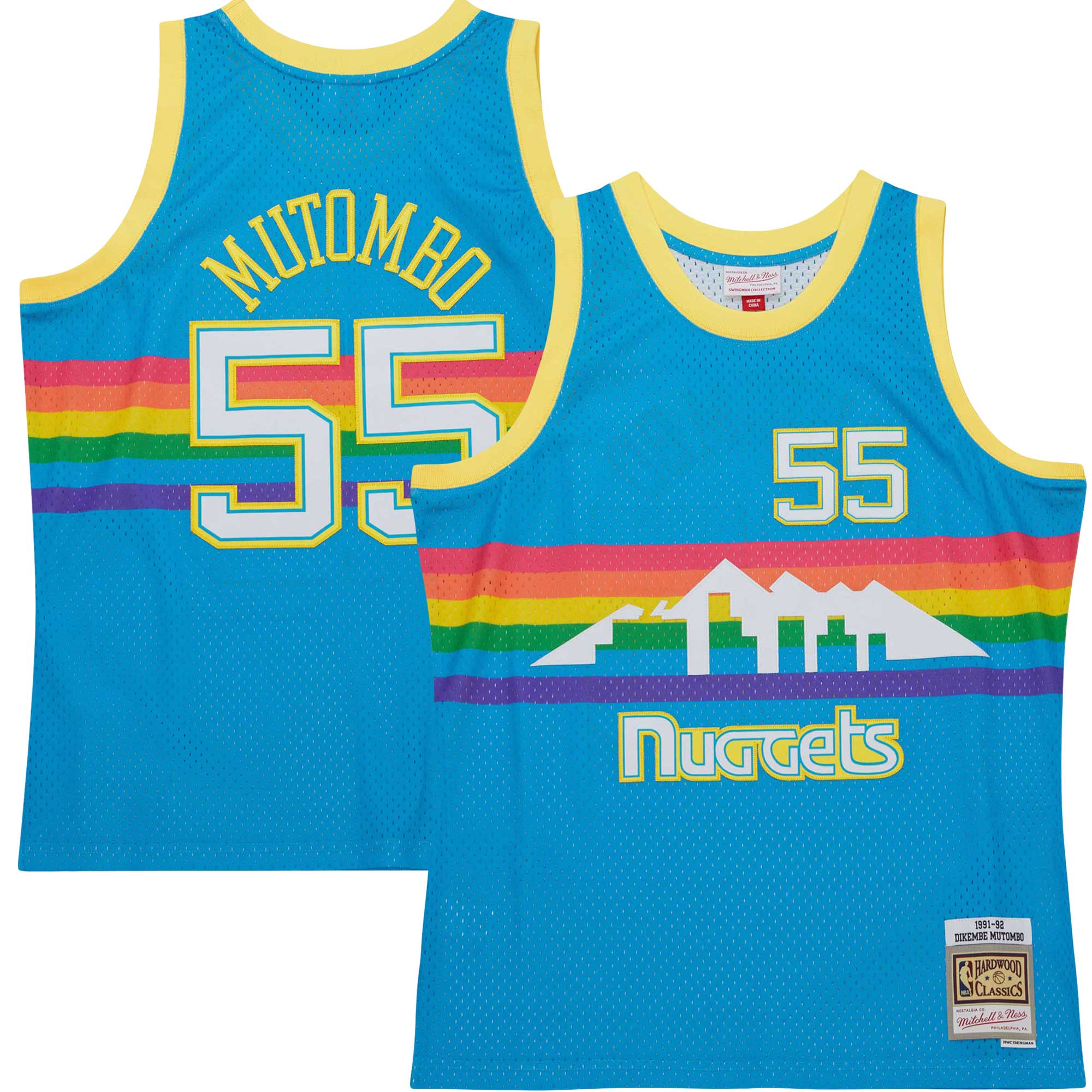 Alternative view of Dikembe Mutombo Denver Nuggets Mitchell & Ness Hardwood Classics 1991/92 Tropical Swingman Jersey - Blue