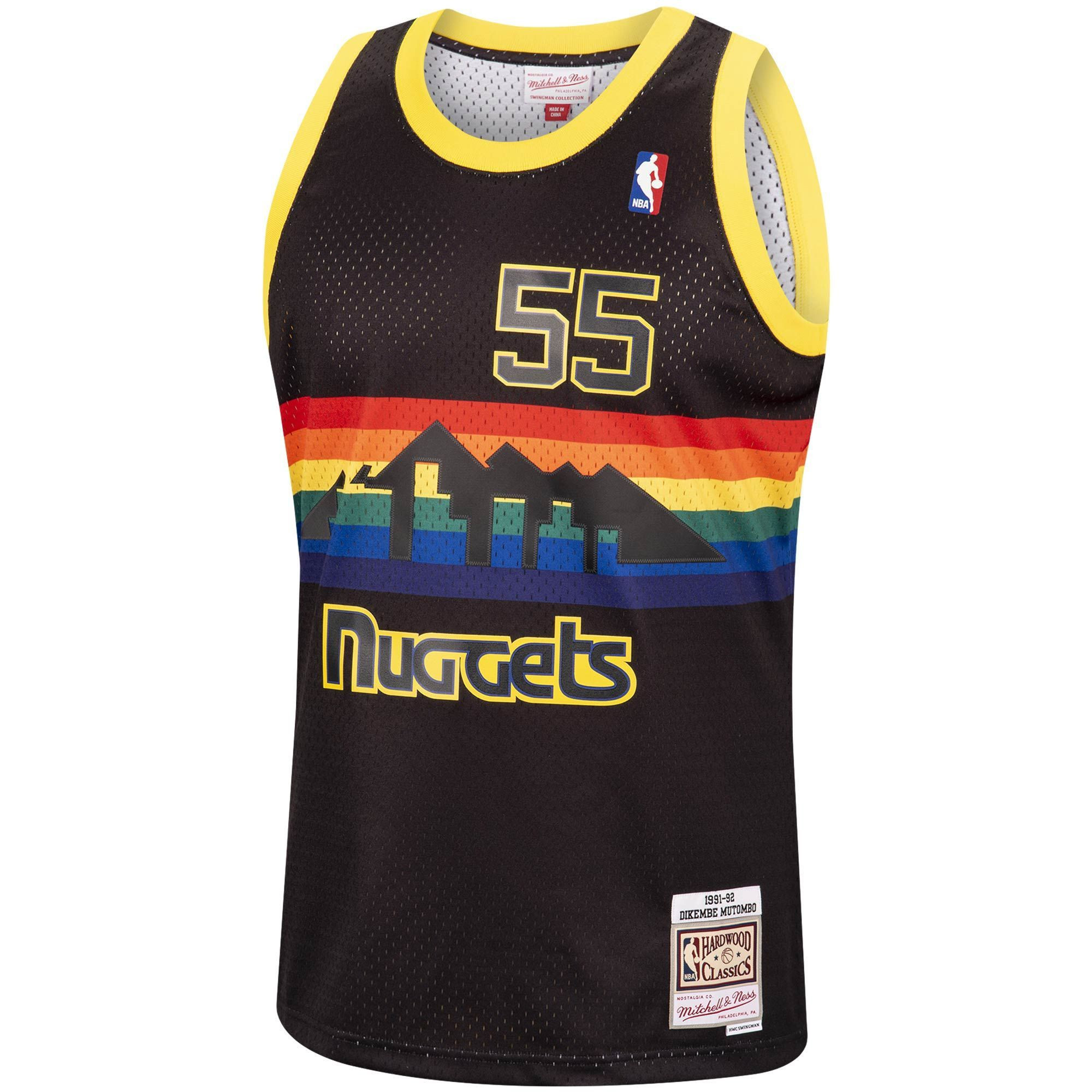 Alternative view of Dikembe Mutombo Denver Nuggets Mitchell & Ness 1991-92 Hardwood Classics Reload Swingman Jersey - Black - JS330 