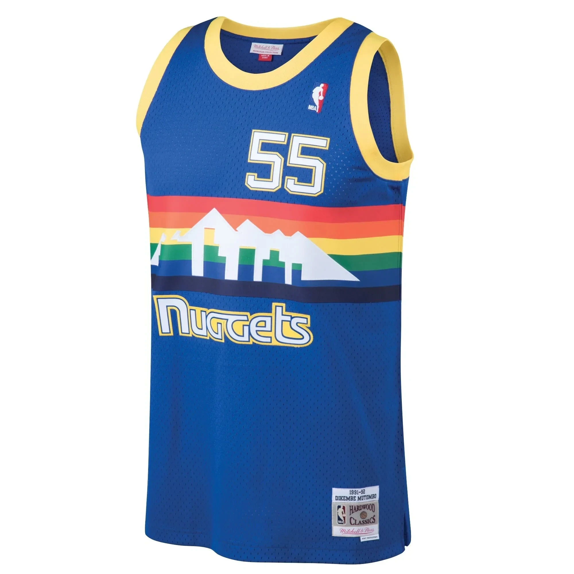 Alternative view of Dikembe Mutombo Denver Nuggets Mitchell & Ness 1991-92 Hardwood Classics Swingman Jersey - Blue - JS221 