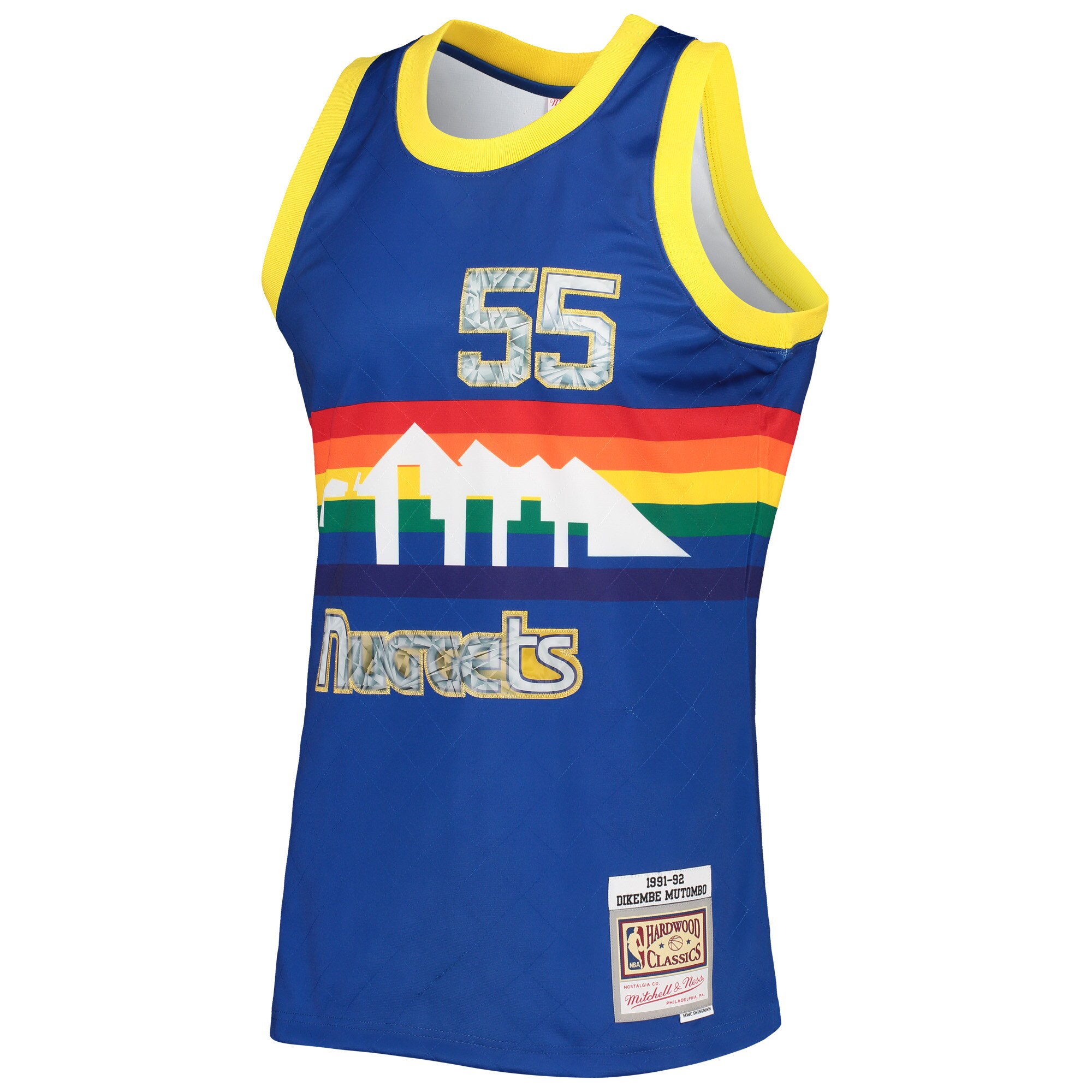 Alternative view of Dikembe Mutombo Denver Nuggets Mitchell & Ness 1996/97 Hardwood Classics Nba 75th Anniversary Diamond Swingman Jersey - Royal