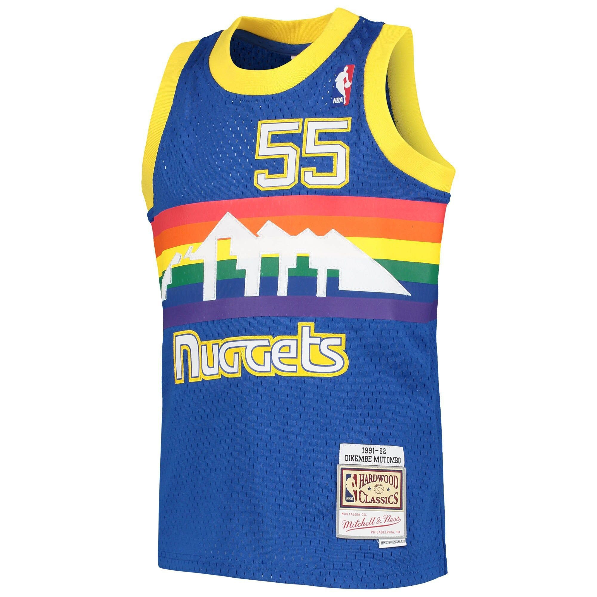 Alternative view of Dikembe Mutombo Denver Nuggets Mitchell & Ness Youth 1991-92 Hardwood Classics Swingman Jersey - Royal - JS780 