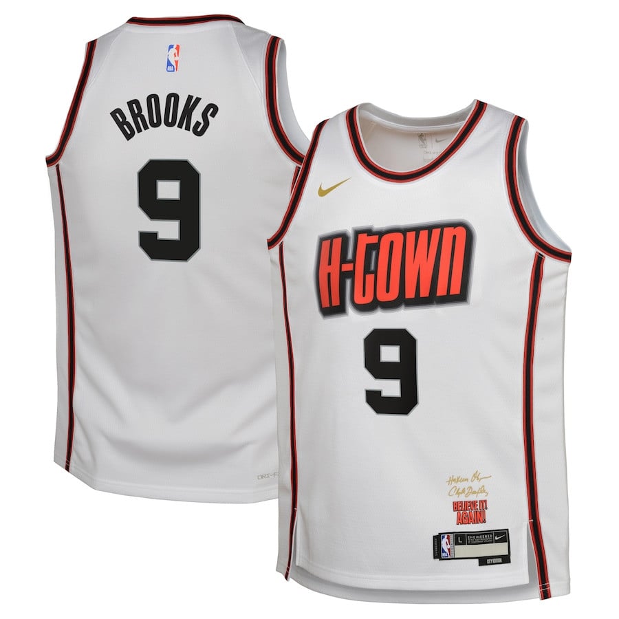 Dillon Brooks 9 Houston Rockets 2024/25 Swingman Player YOUTH Jersey - City Edition - White - JS817 