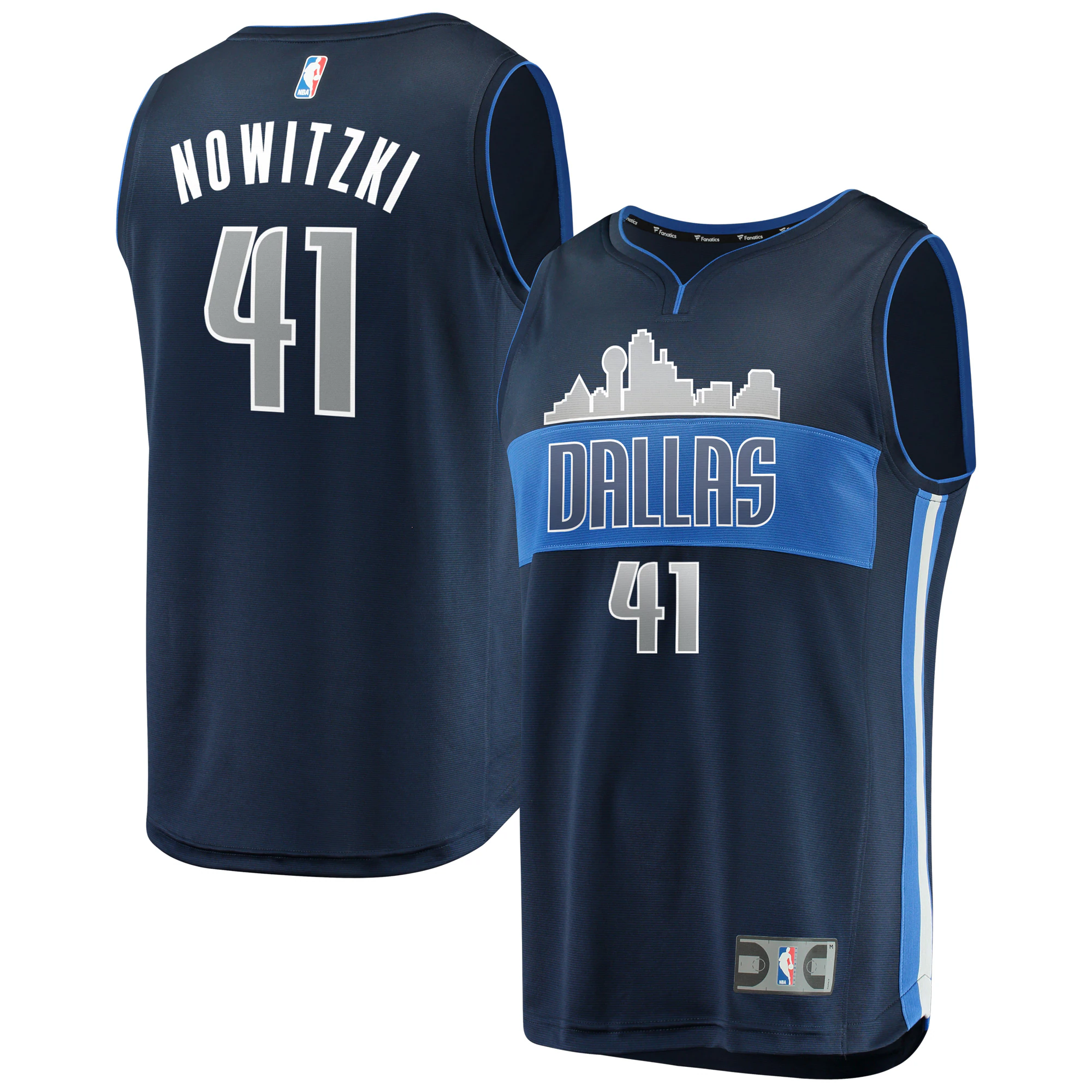 Alternative view of Dirk Nowitzki Dallas Mavericks Fanatics Branded Fast Break Replica Jersey Navy - Statement Edition