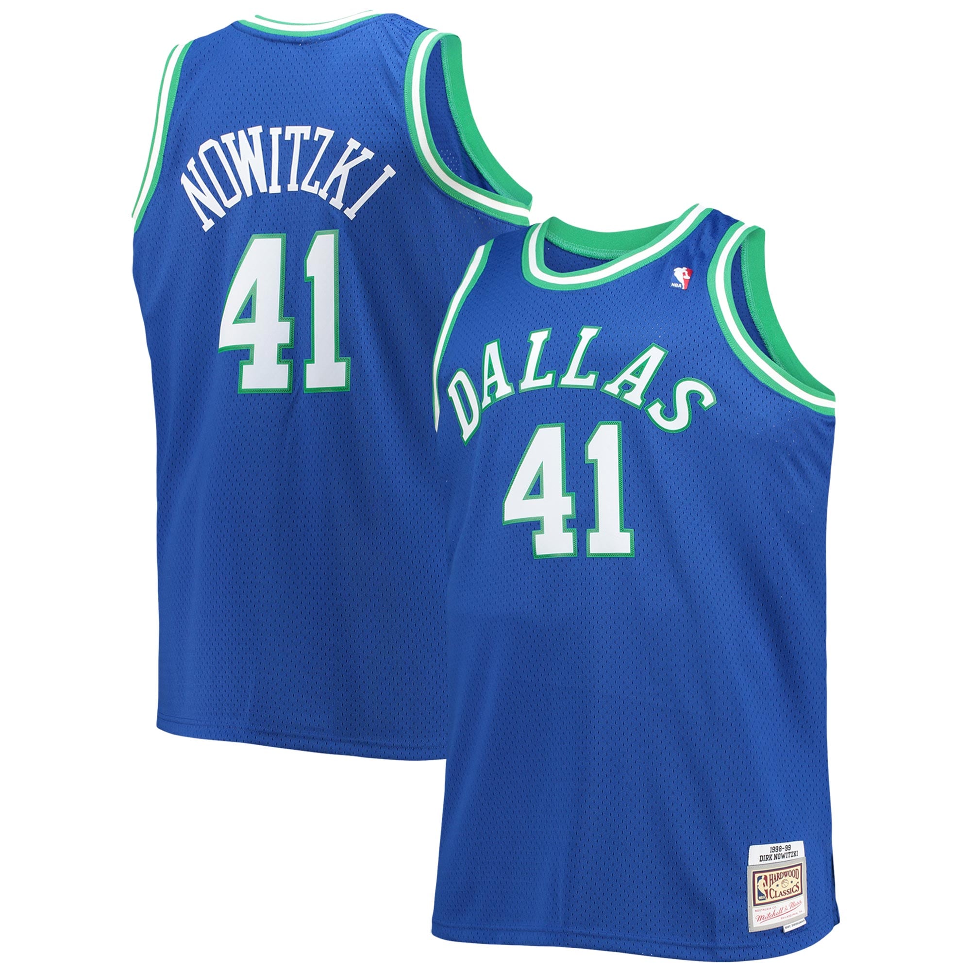 Alternative view of Dirk Nowitzki Dallas Mavericks Mitchell & Ness Big & Tall 1998/99 Hardwood Classics Swingman Jersey - Blue