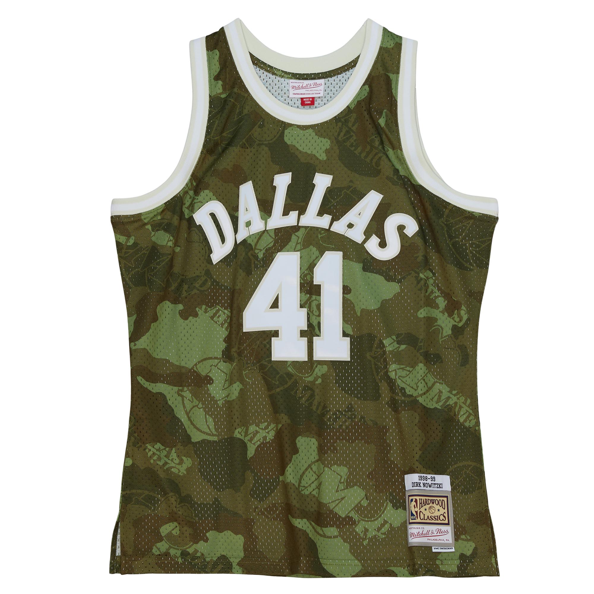 Alternative view of Dirk Nowitzki Dallas Mavericks Mitchell & Ness Hardwood Classics 1998/99 Ghost Green Swingman Jersey - Camo