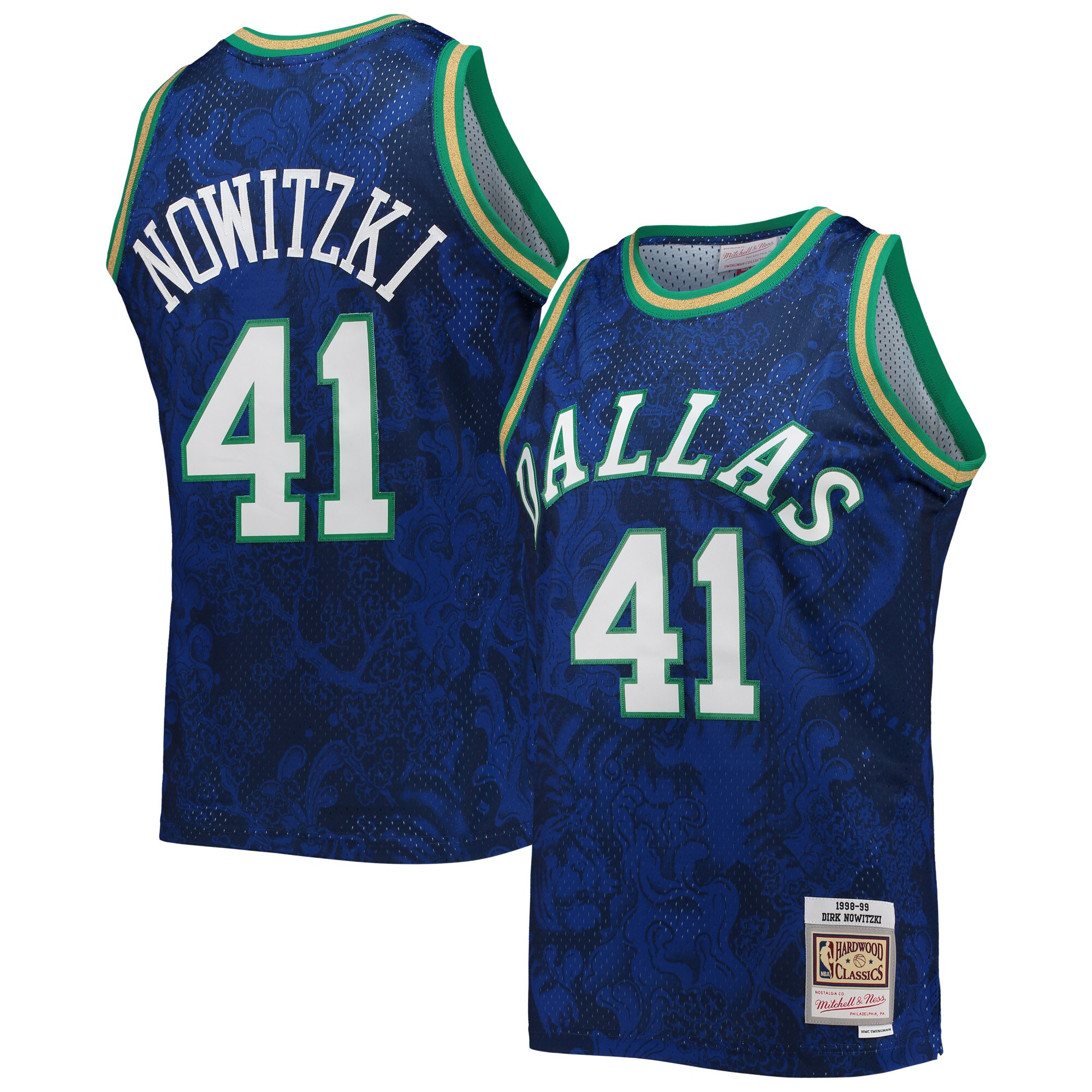 Alternative view of Dirk Nowitzki Dallas Mavericks Mitchell & Ness Hardwood Classics 1998/99 Lunar New Year Swingman Jersey - Blue