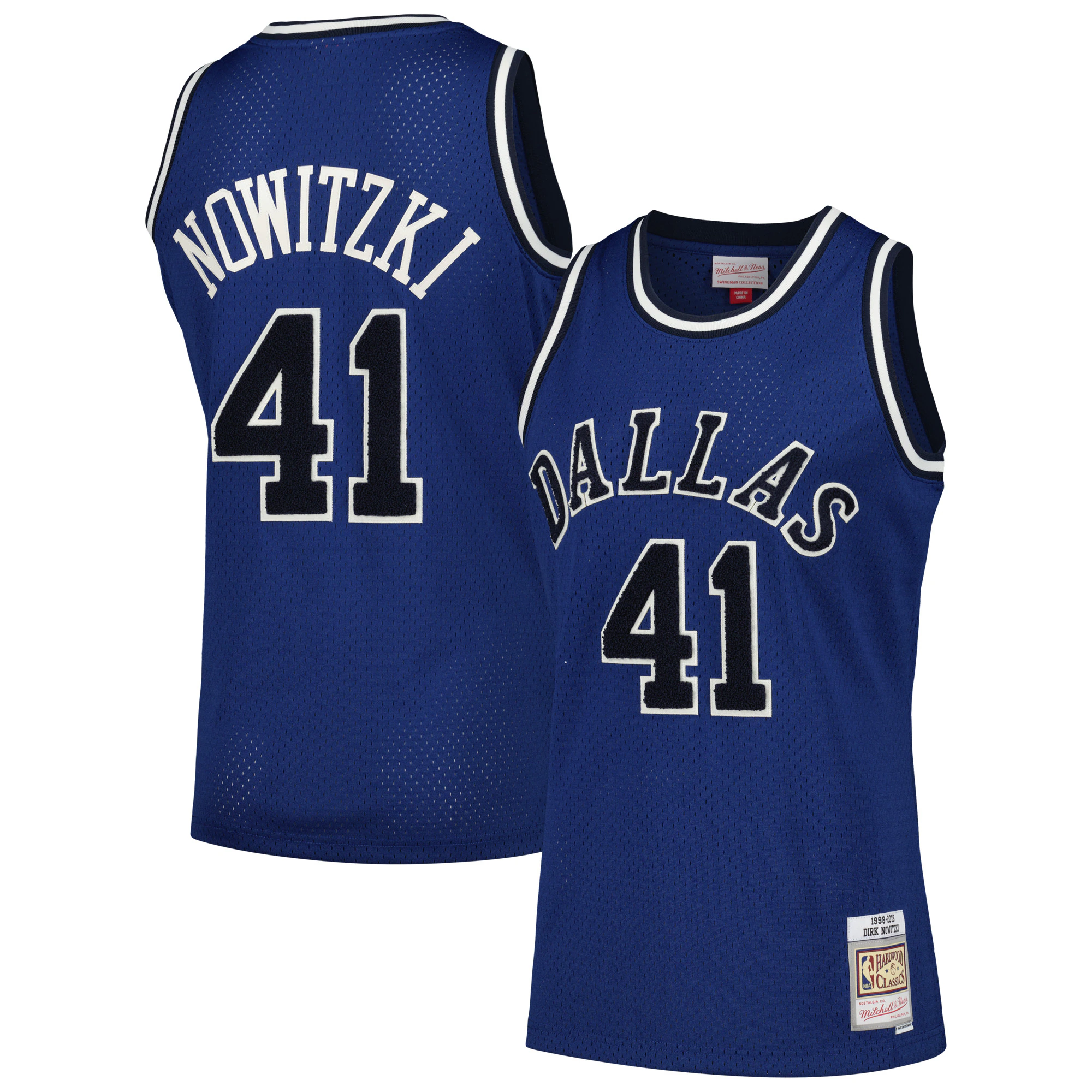 Alternative view of Dirk Nowitzki Dallas Mavericks Mitchell & Ness Hardwood Classics Off-court Swingman Jersey - Blue