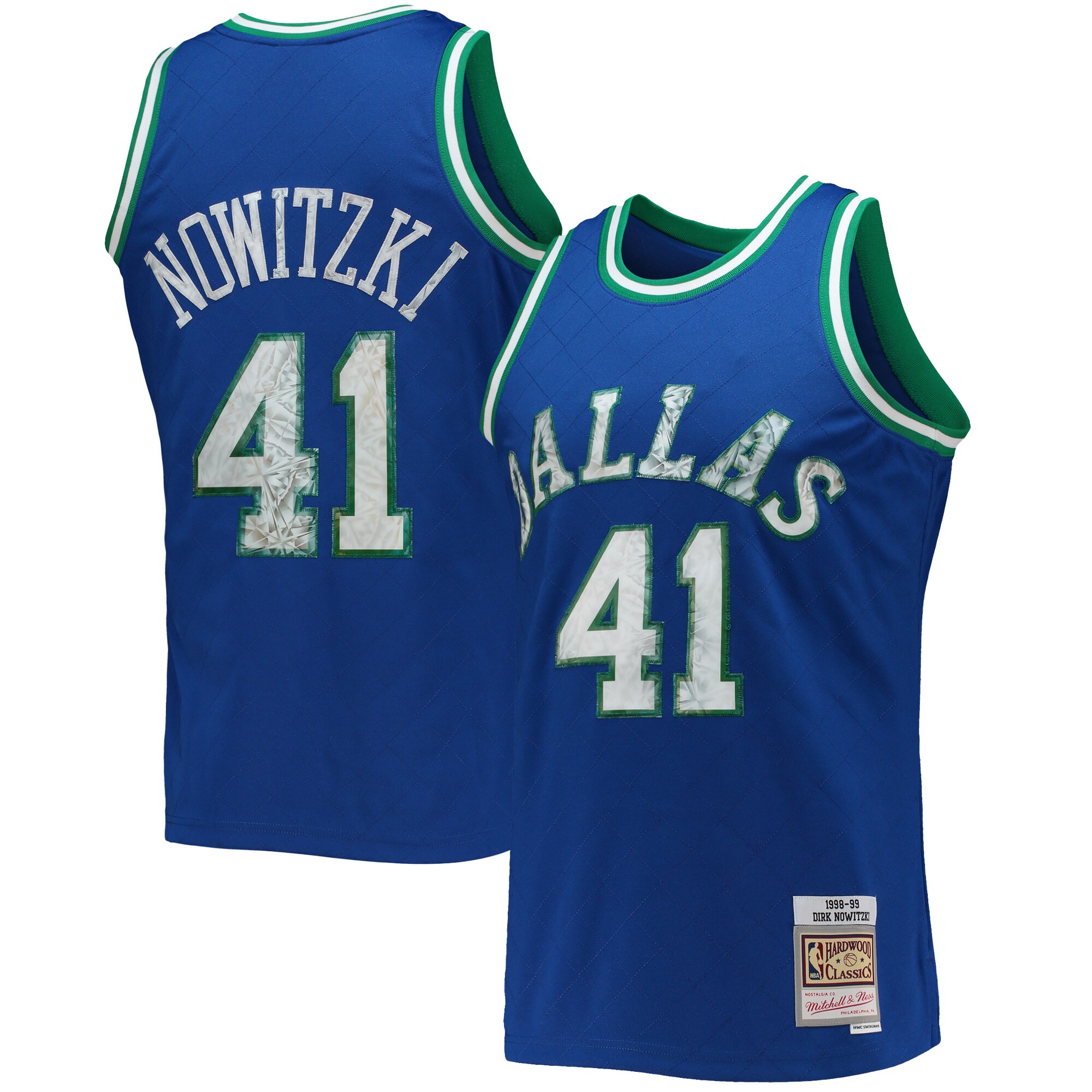 Alternative view of Dirk Nowitzki Dallas Mavericks Mitchell & Ness 1996-97 Hardwood Classics Nba 75th Anniversary Diamond Swingman Jersey - Blue