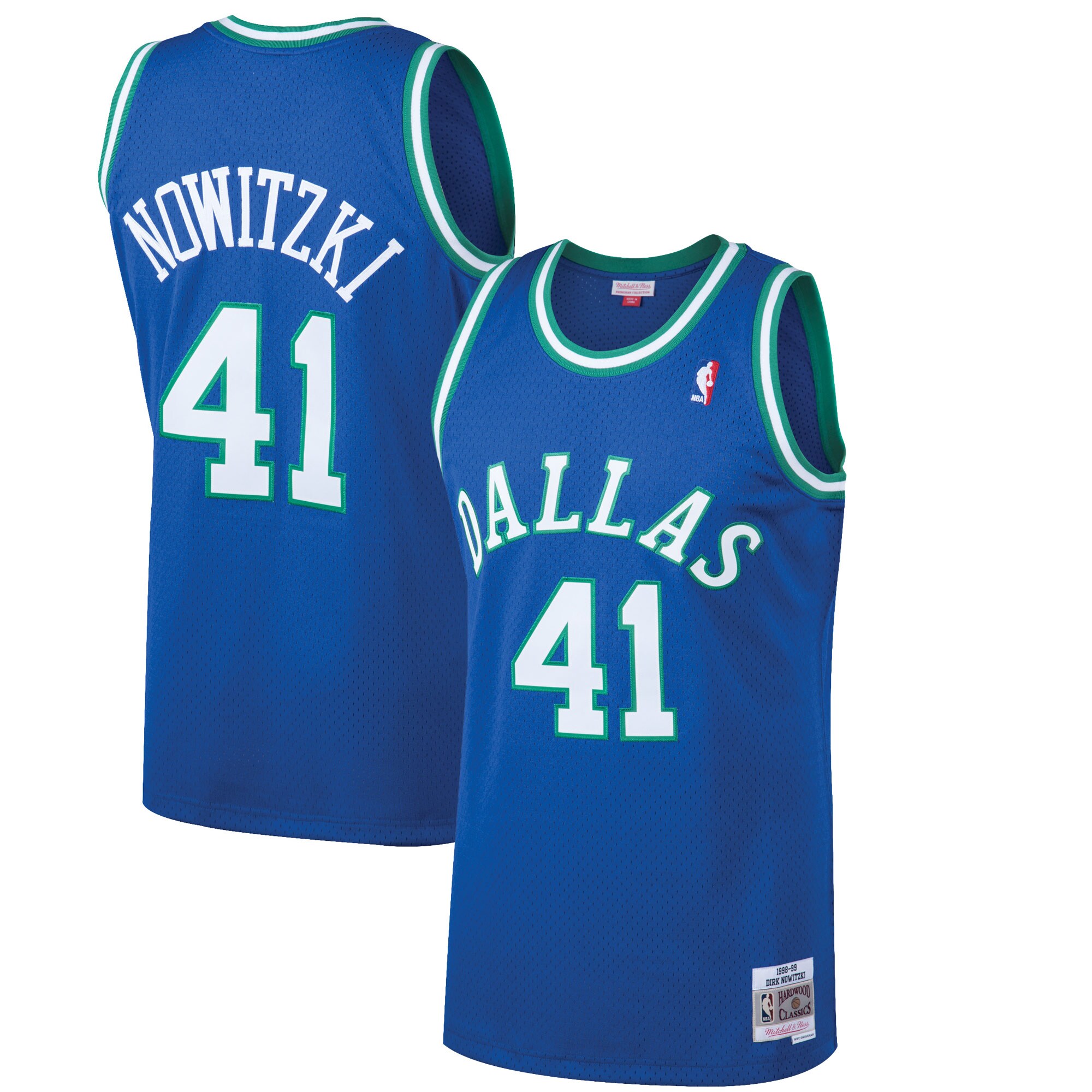 Alternative view of Dirk Nowitzki Dallas Mavericks Mitchell & Ness 1998-99 Hardwood Classics Swingman Jersey - Blue