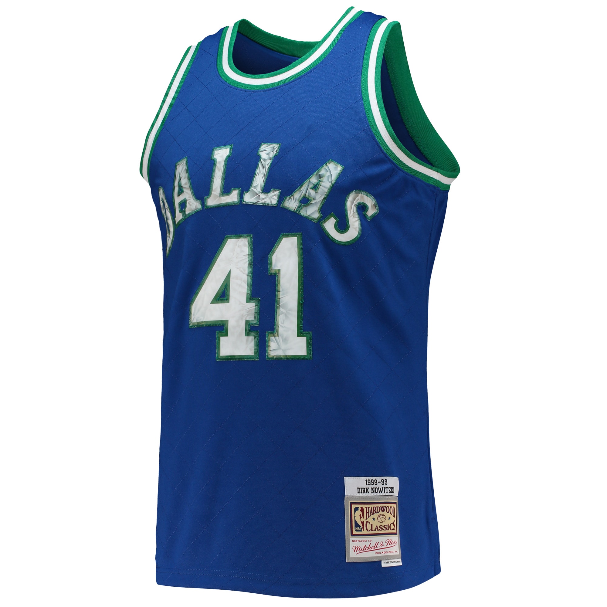 Alternative view of Dirk Nowitzki Dallas Mavericks Mitchell & Ness 1998/99 Hardwood Classics Nba 75th Anniversary Diamond Swingman Jersey - Blue