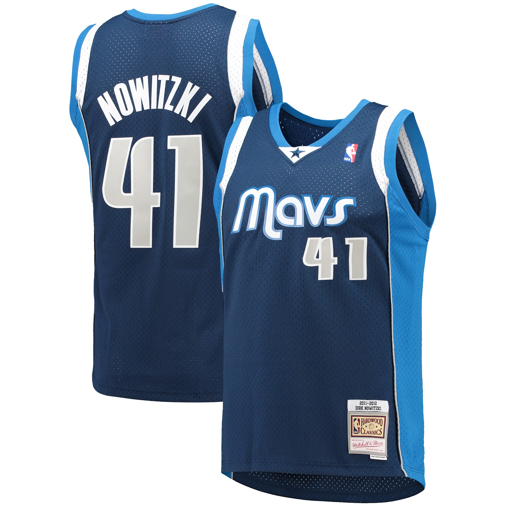 Alternative view of Dirk Nowitzki Dallas Mavericks Mitchell & Ness 2011-12 Hardwood Classics Swingman Jersey - Navy