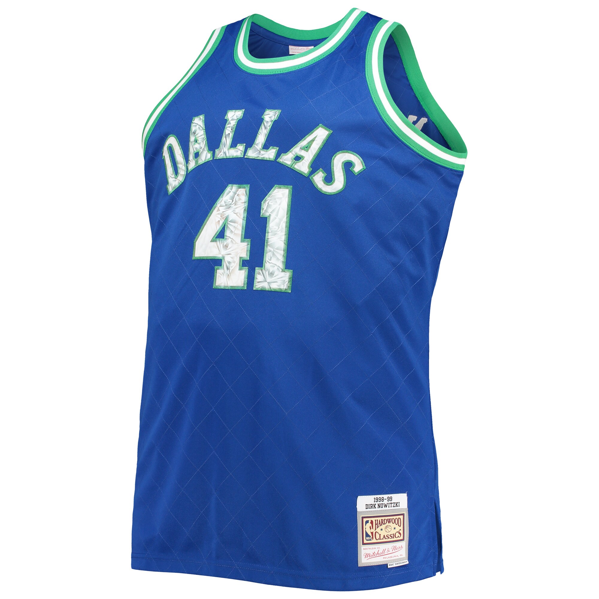 Alternative view of Dirk Nowitzki Dallas Mavericks Mitchell & Ness Big & Tall 1998/99 Nba 75th Anniversary Diamond Swingman Jersey - Blue