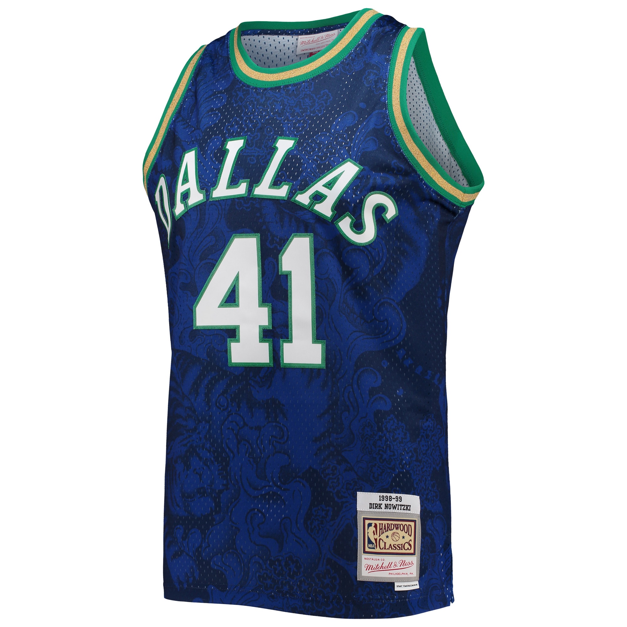 Alternative view of Dirk Nowitzki Dallas Mavericks Mitchell & Ness Hardwood Classics 1998/99 Lunar New Year Swingman Jersey - Blue