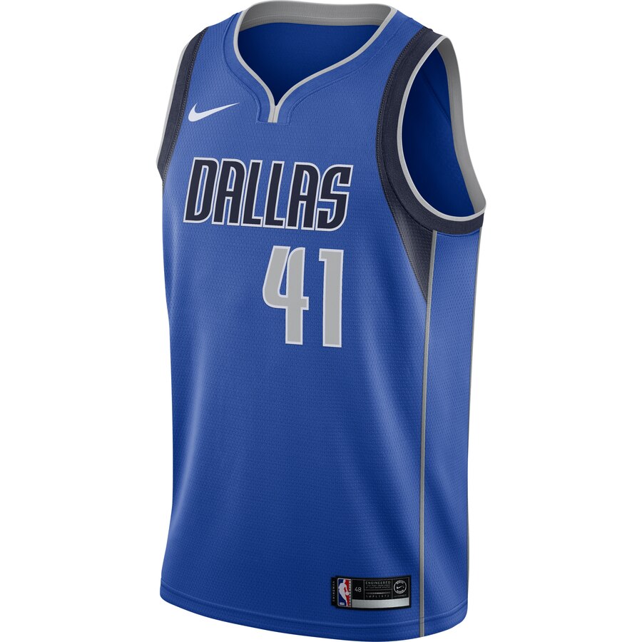 Alternative view of Dirk Nowitzki Dallas Mavericks Swingman Jersey Royal - Icon Edition