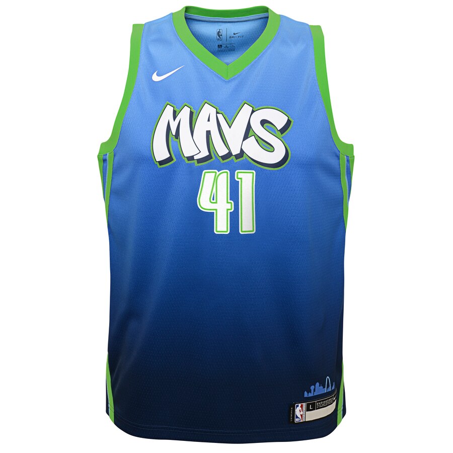 Alternative view of Dirk Nowitzki Dallas Mavericks Youth Swingman Jersey Blue - City Edition