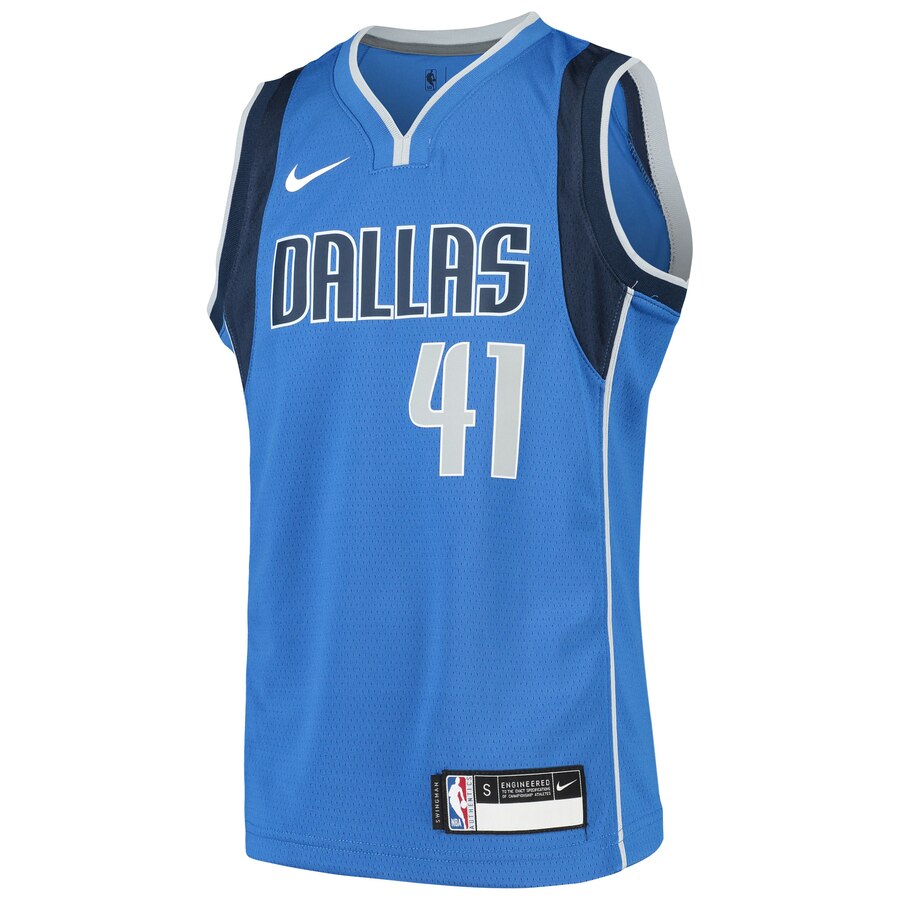 Alternative view of Dirk Nowitzki Dallas Mavericks Youth Swingman Jersey Blue - Icon Edition