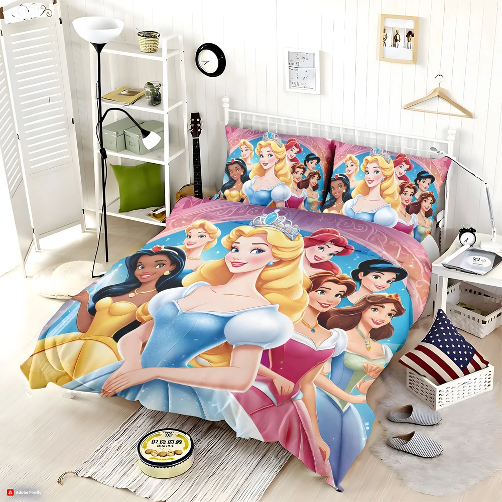 Disney Princess Bed Sheets Set Twin Queen Size - Custom Bedding Set