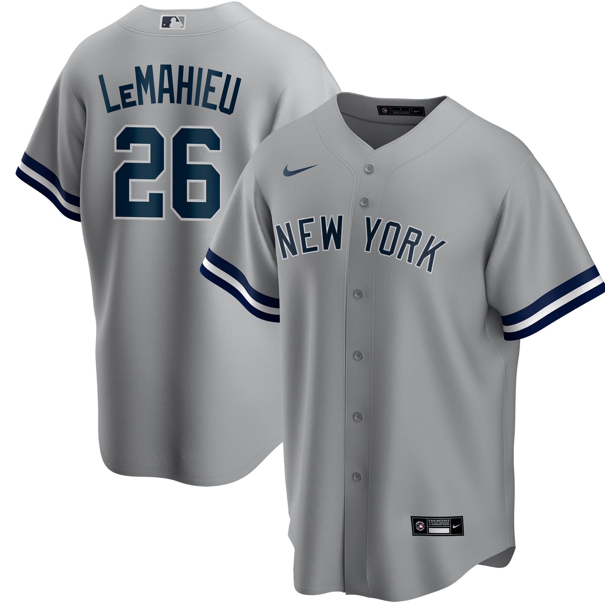 Dj Lemahieu New York Yankees Road Replica Player Jersey – Gray