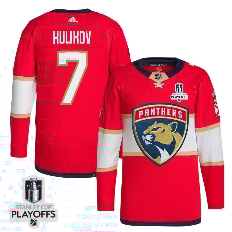 Dmitry Kulikov 7 Florida Panthers 2024 NHL Playoffs Patch Home Jersey - Men, Red - JS888 