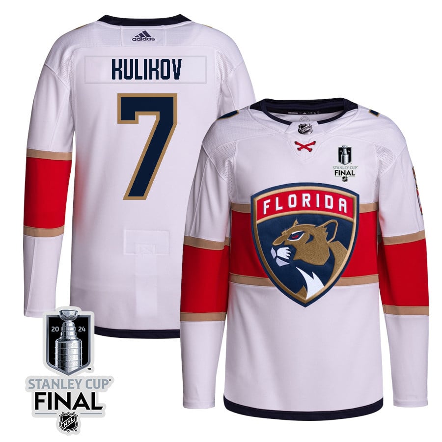 Dmitry Kulikov 7 Florida Panthers 2024 STANLEY CUP Final Away Breakaway Jersey - Men, White - JS602 