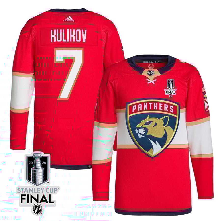 Dmitry Kulikov 7 Florida Panthers 2024 STANLEY CUP Final Home Breakaway Jersey - Men, Red - JS417 