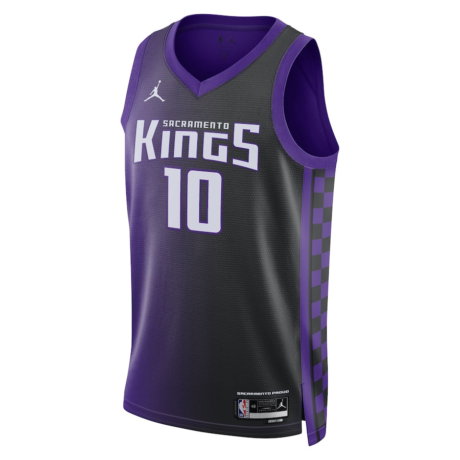 Alternative view of Domantas Sabonis 10 Sacramento Kings Unisex Swingman Jersey - Statement Edition - Purple/Black - JS879 