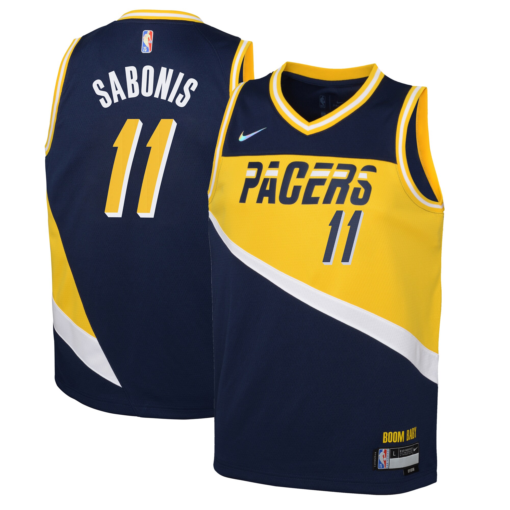Alternative view of Domantas Sabonis Indiana Pacers Youth 2021/22 Swingman Jersey – City Edition – Navy