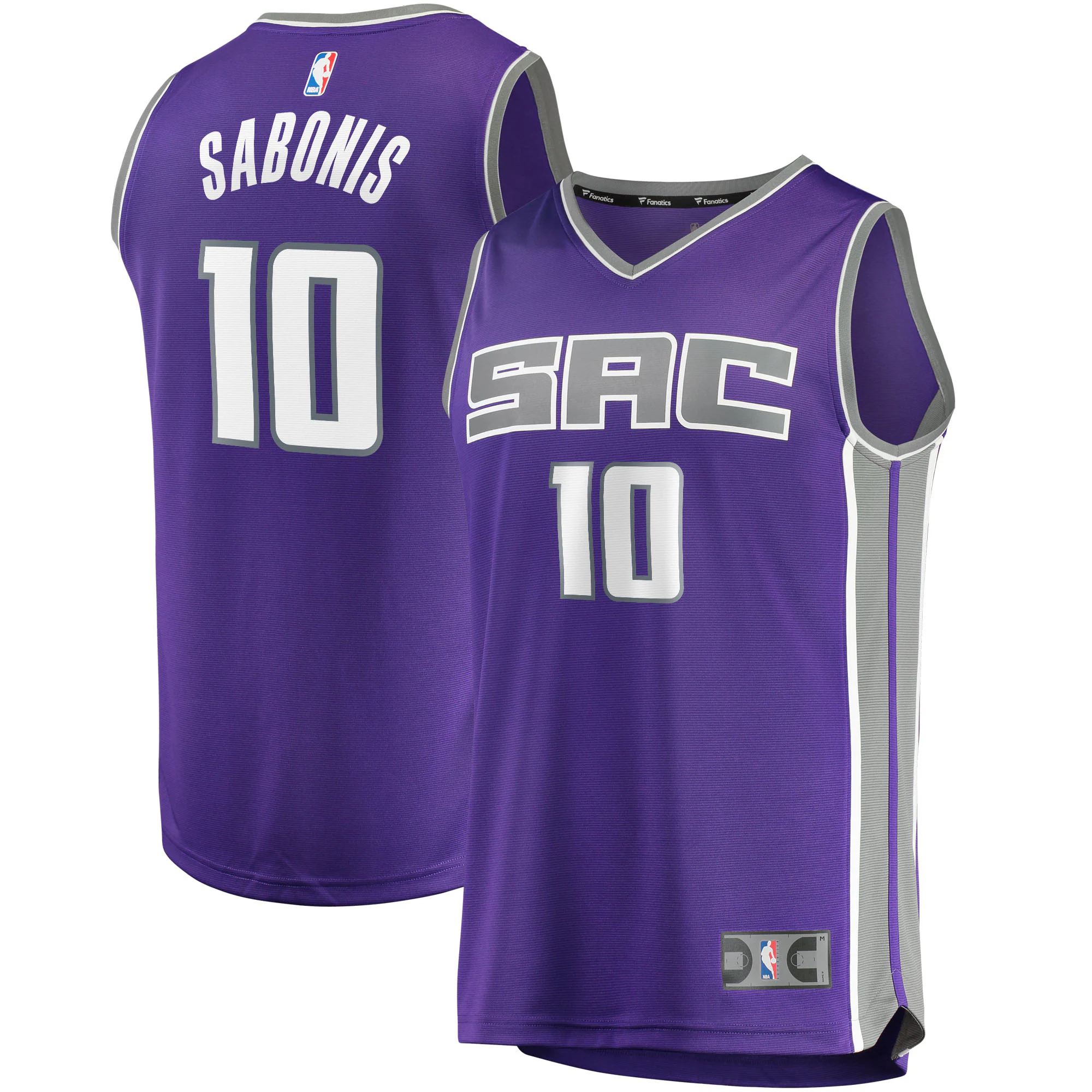 Alternative view of Domantas Sabonis Sacramento Kings Fanatics Branded 2021/22 Fast Break Replica Jersey - Icon Edition - Purple
