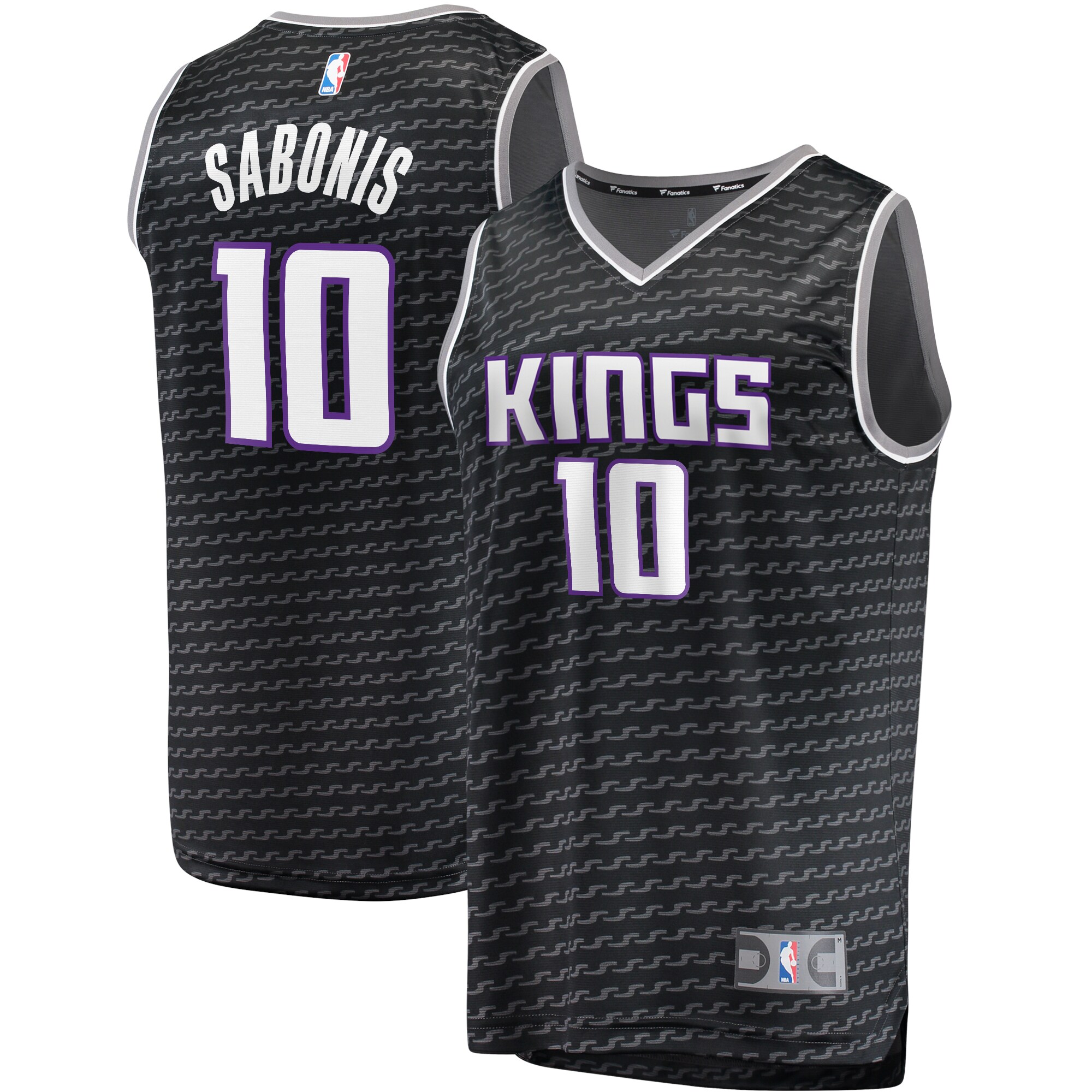 Alternative view of Domantas Sabonis Sacramento Kings Fanatics Branded Fast Break Replica Player Jersey - Statement Edition - Black