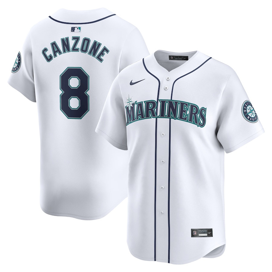Dominic Canzone 8 Seattle Mariners Home Limited Player Men Jersey - White 