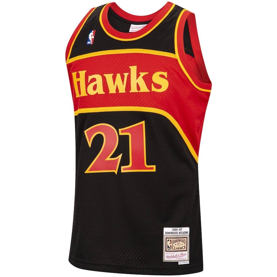 Alternative view of Dominique Wilkins Atlanta Hawks Mitchell & Ness 1986-87 Hardwood Classics Reload Swingman Jersey - Black