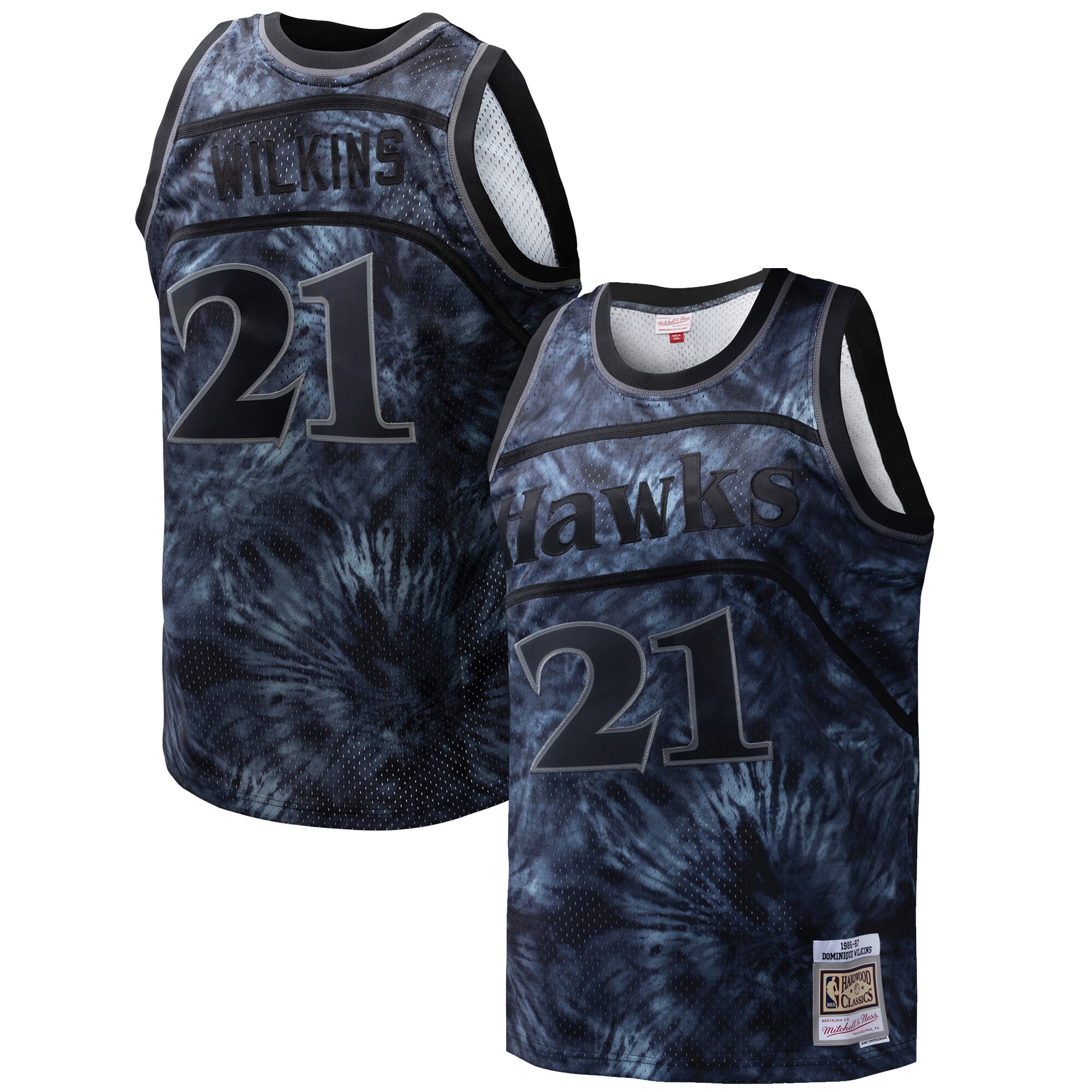 Alternative view of Dominique Wilkins Atlanta Hawks Mitchell & Ness Hardwood Classics 1986/87 Tie-dye Swingman Jersey - Black