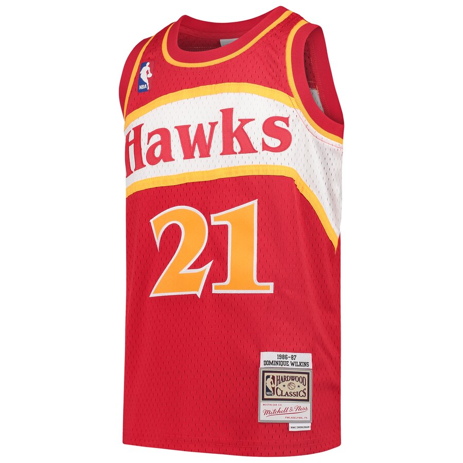 Alternative view of Dominique Wilkins Atlanta Hawks Mitchell & Ness Youth 1986-87 Hardwood Classics Swingman Throwback Jersey - Red